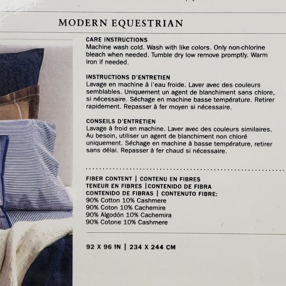 Ralph Lauren Equestrian Windowpane Duvet Cover Full/Queen Camel Cream Cashmere - Picture 9 of 14